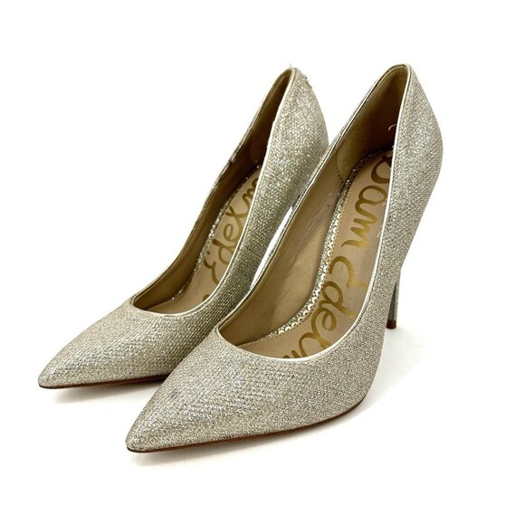 Sam Edelman Shoes - Sam‎ Edelman Danna High Heel Point Toe Pumps Jute Glam Metallic Sparkle 7